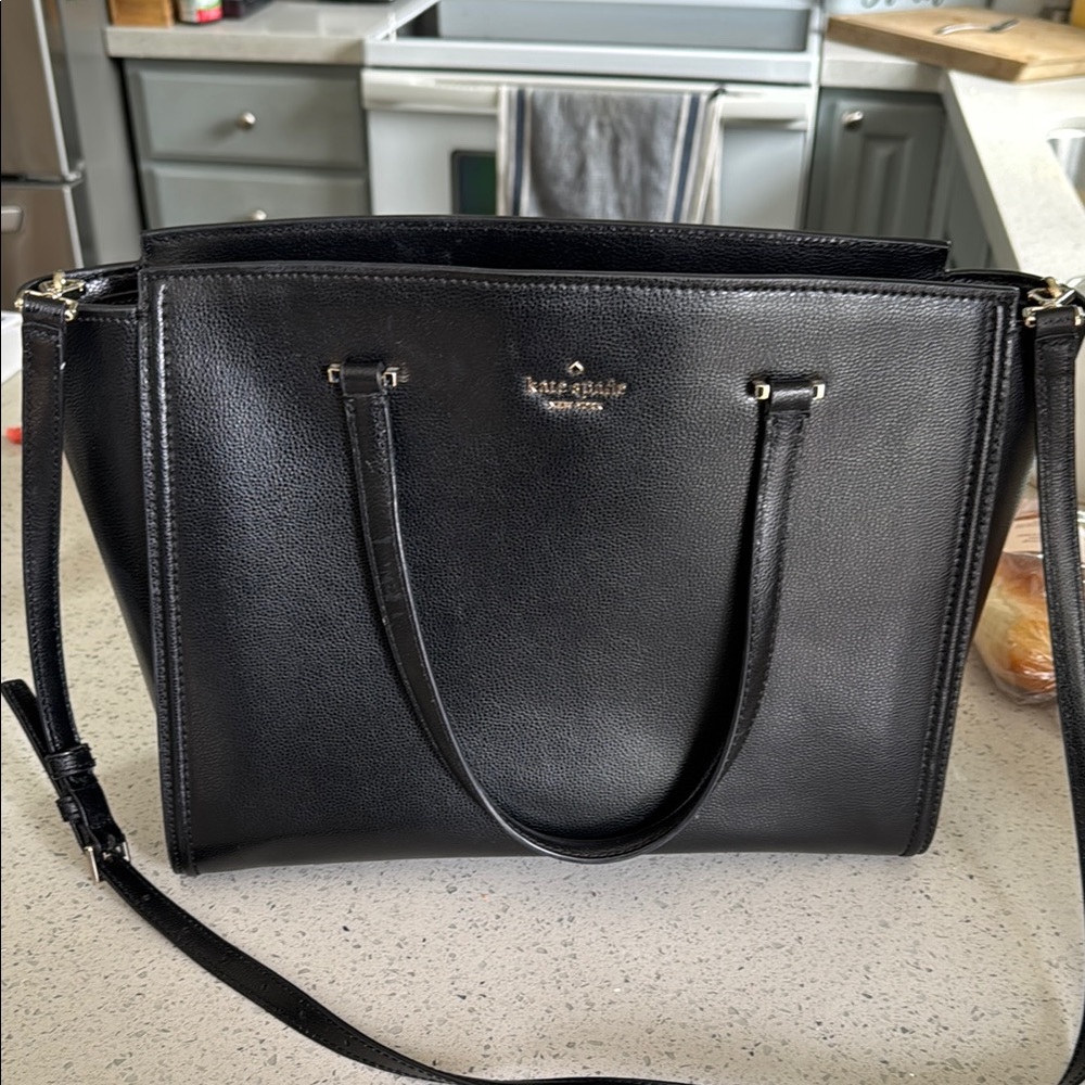 Kate Spade Black Leather Structured Tote